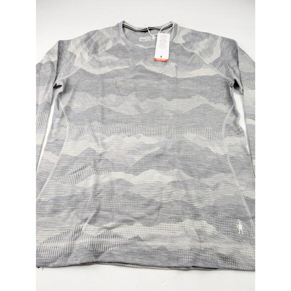 Smartwool Womens XL Crew Merino Wool Thermal Base Layer Top Gray Mountainscape - Picture 2 of 8